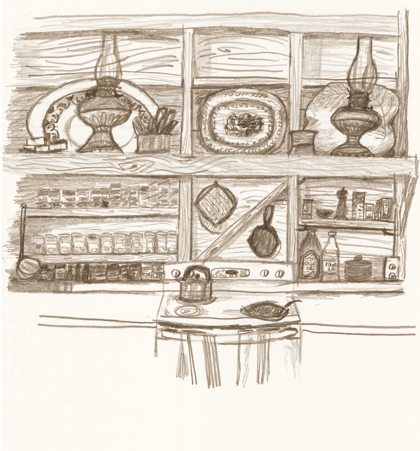 Cabin Kitchen Vintage style illustration